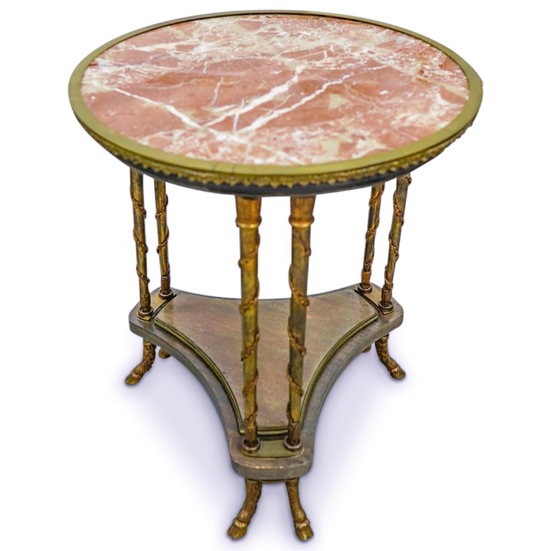 Louis XVI Style Marble Top Gilt-Metal and Wood Guéridon (1 of 12)