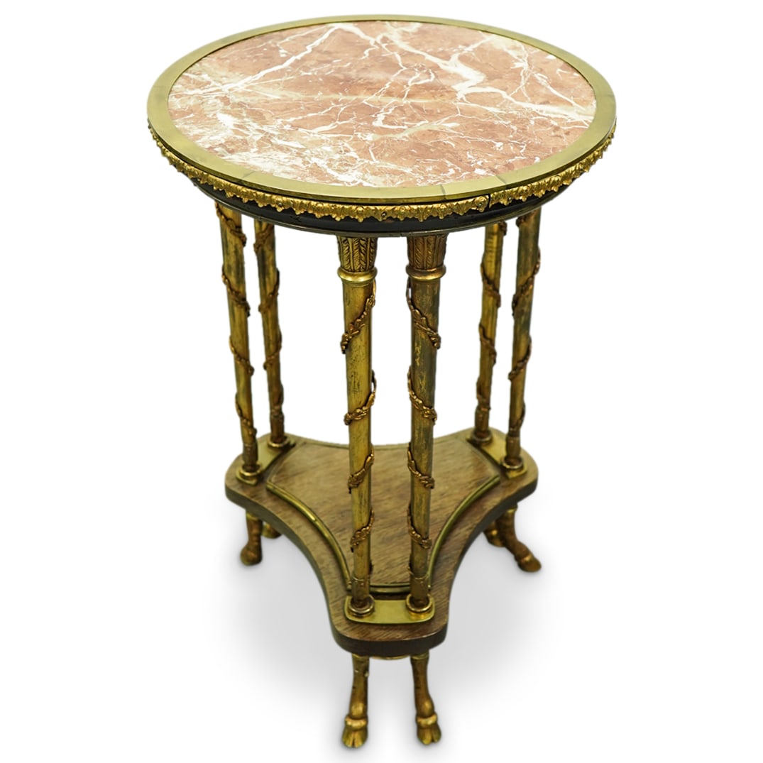 Petit Louis XVI Style Marble Top Gilt Metal and Wood Guéridon (1 of 10)