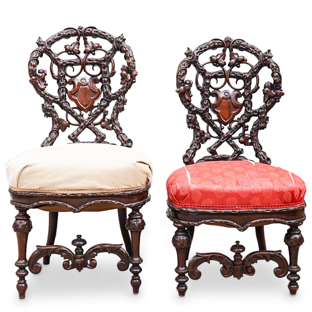 Pair Of 19th Century European Carved Wood Ivy Chairs (1 of 20)