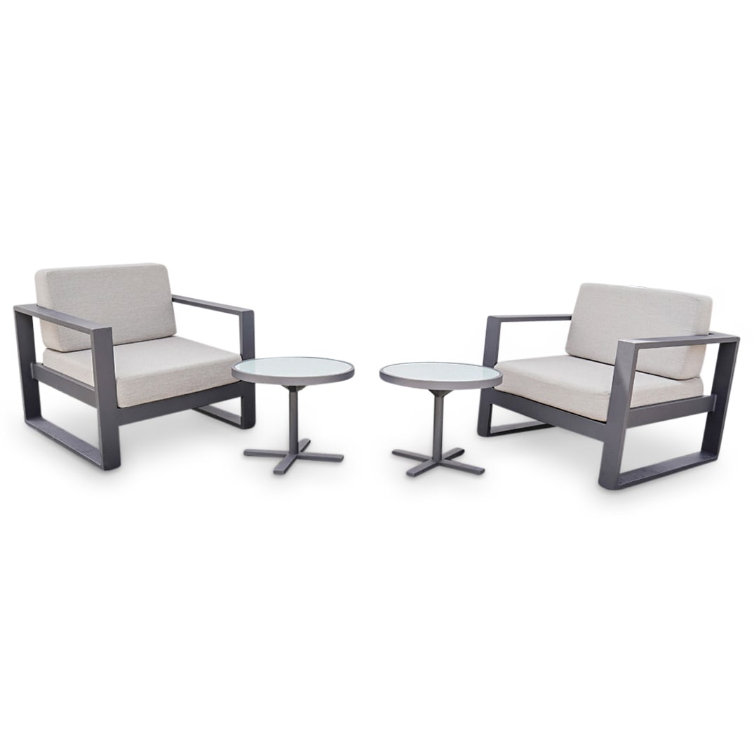(4pc) Janus Et Cie Patio Armchairs & Side Table Set (1 of 15)