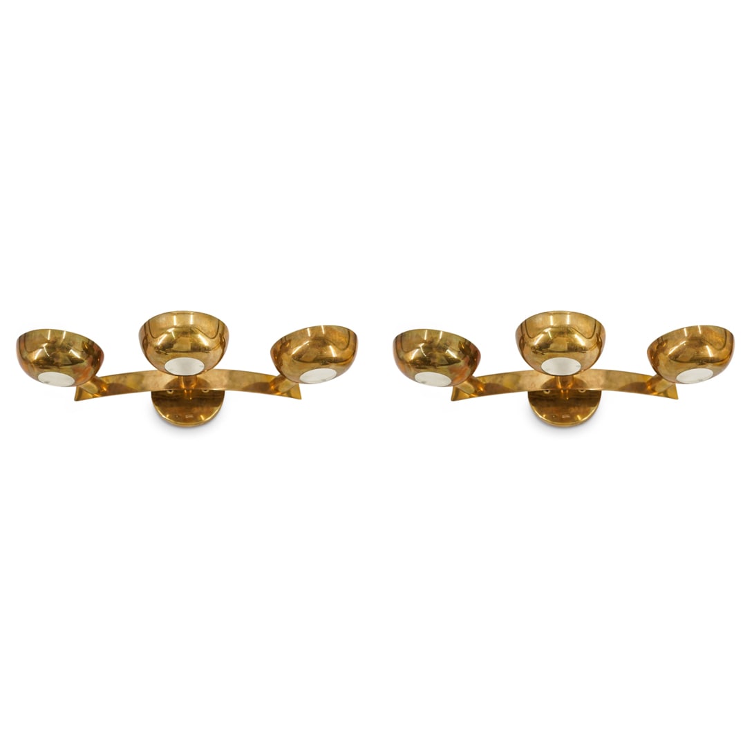 Arteluce Italian Brass & Glass Wall Lamp Sconces (1 of 15)