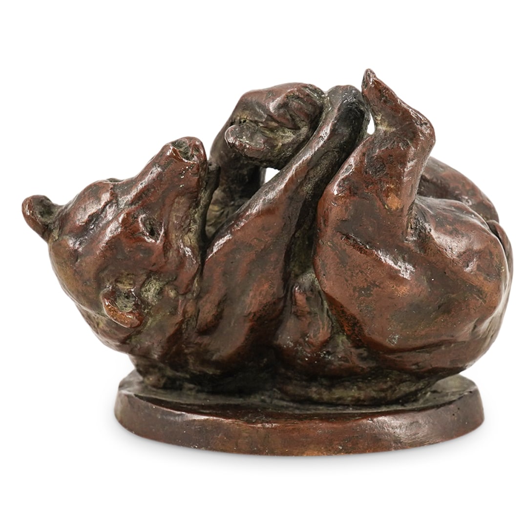 Anna Vaughn Hyatt Huntington (America, 1876-1973) Bronze Bear: DESCRIPTION: Hyatt Huntington, Anna Vaughn (America:1876-1973). A brown patina bronze figure titled "Bear Cub". Inscribed "Anna V. Hyatt" to the base, also inscribed "Gorham Co. Foundry". CIRCA: Late