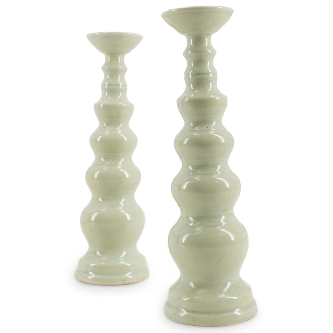 Pair of Japanese Celadon Porcelain Vases (1 of 5)