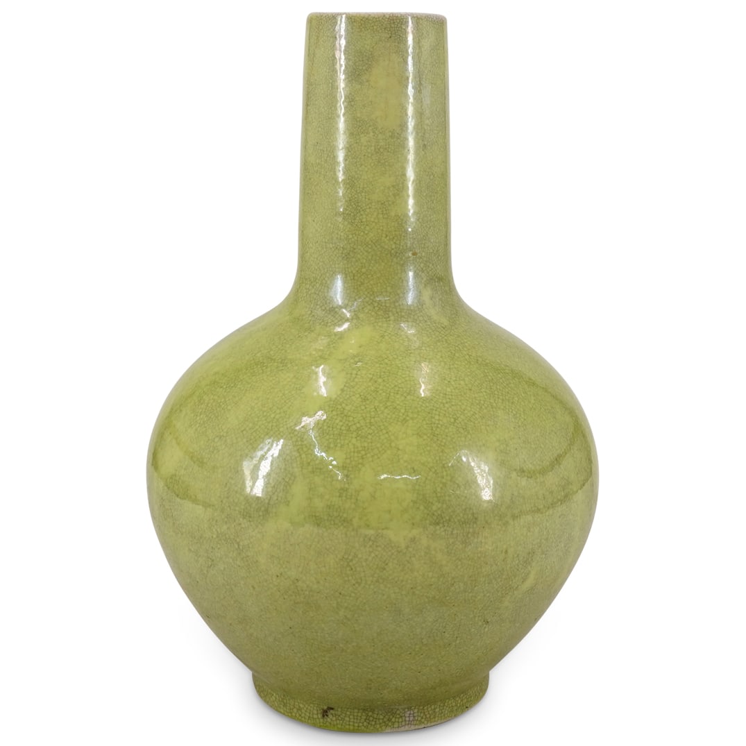 Chinese Glazed Craquelure Porcelain Bottle Vase (1 of 5)