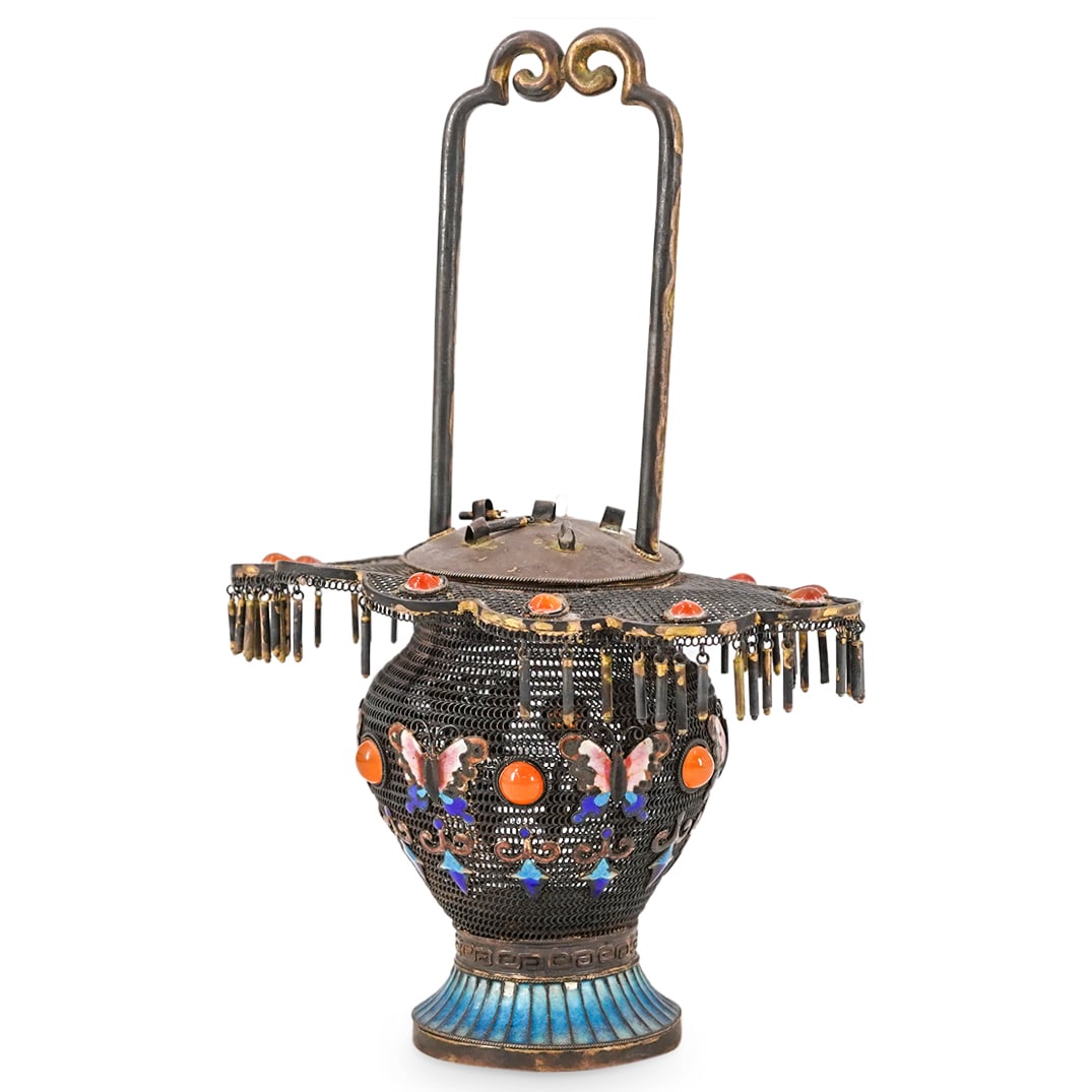 Chinese Export Silver Wire Mesh Basket With Handle (1 of 10)