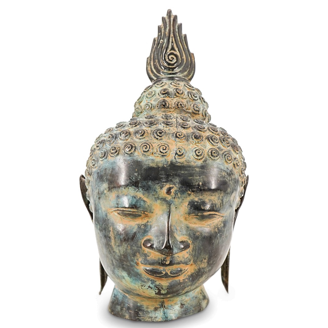 Vintage Southeast Asian Cast Bronze Buddha Head (1 of 10)