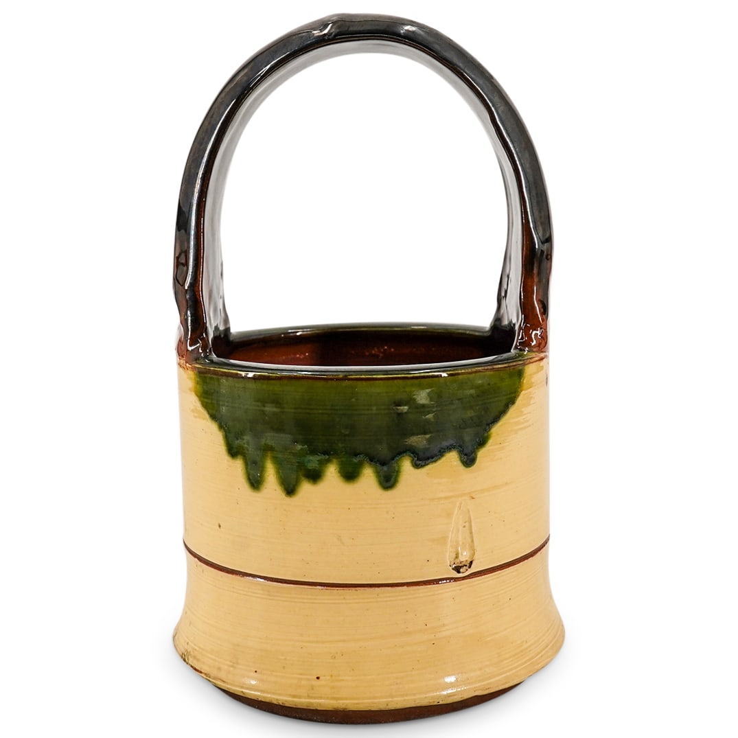 Antique Asian Glazed Pottery Ceramic Handled Water Bucket (1 of 5)