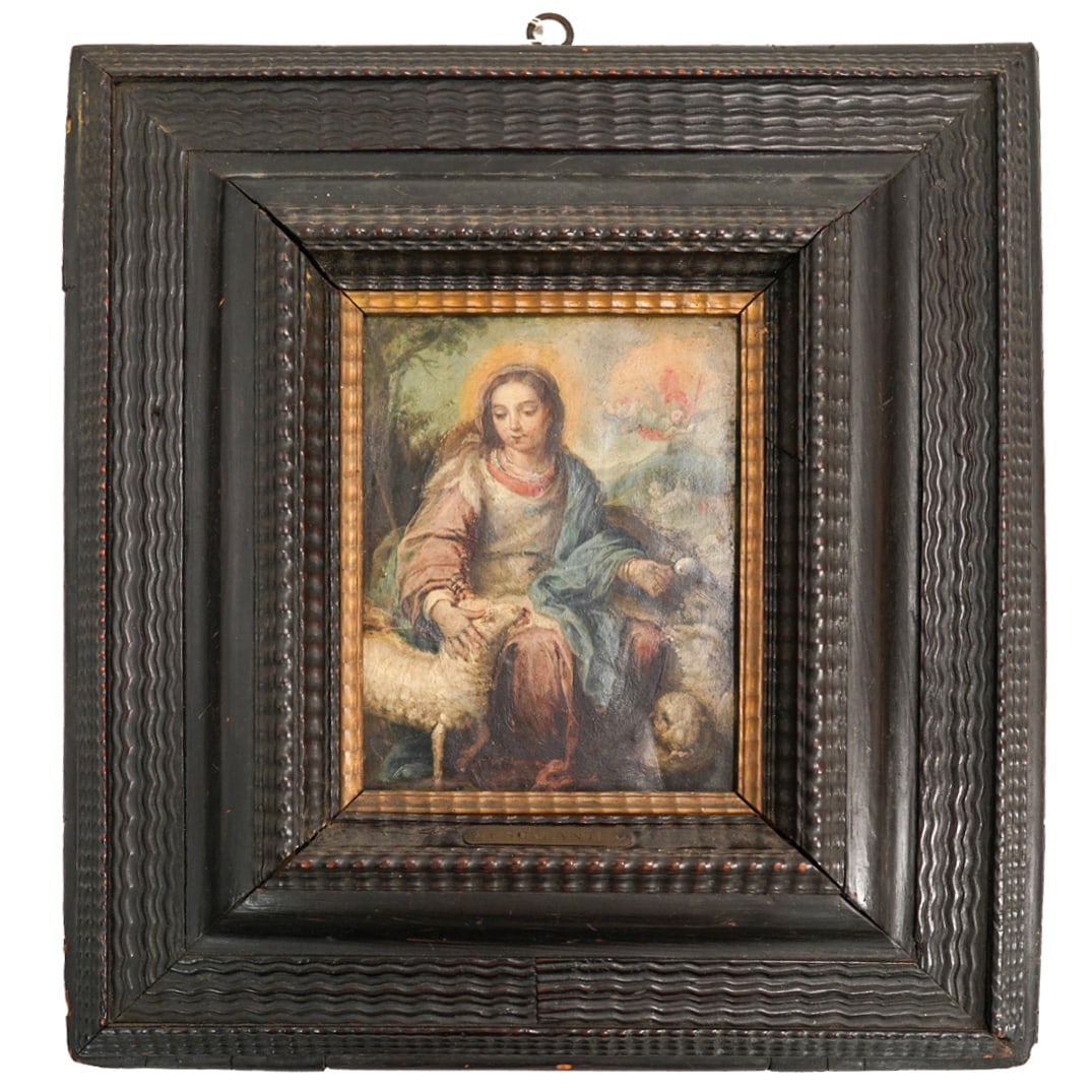 Antique Spanish School "Divina Pastora" Oil On Copper (1 of 12)