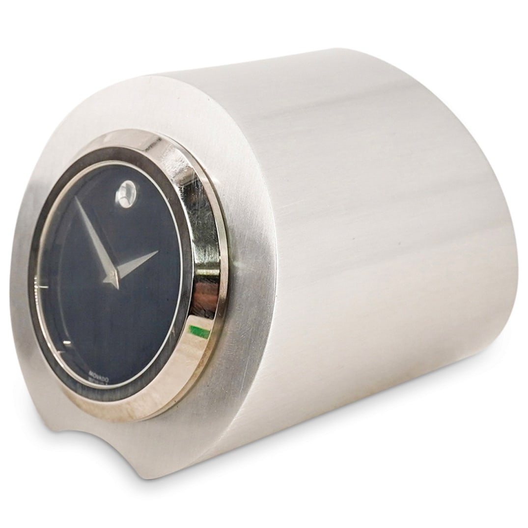 Movado Double-Sided Cylindrical Chrome Desk Clock (1 of 8)