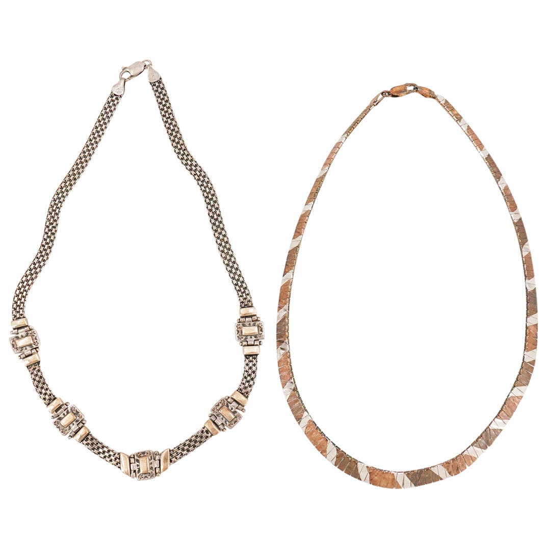 (2 Pc) Vintage Italian Sterling Silver Necklaces Grouping (1 of 10)