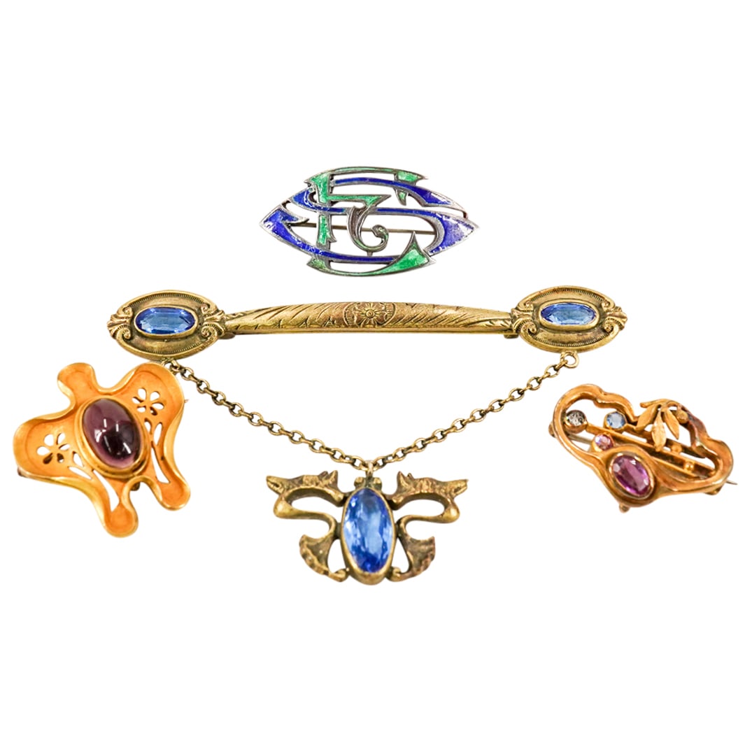 (4) Art Nouveau Brooches (1 of 8)