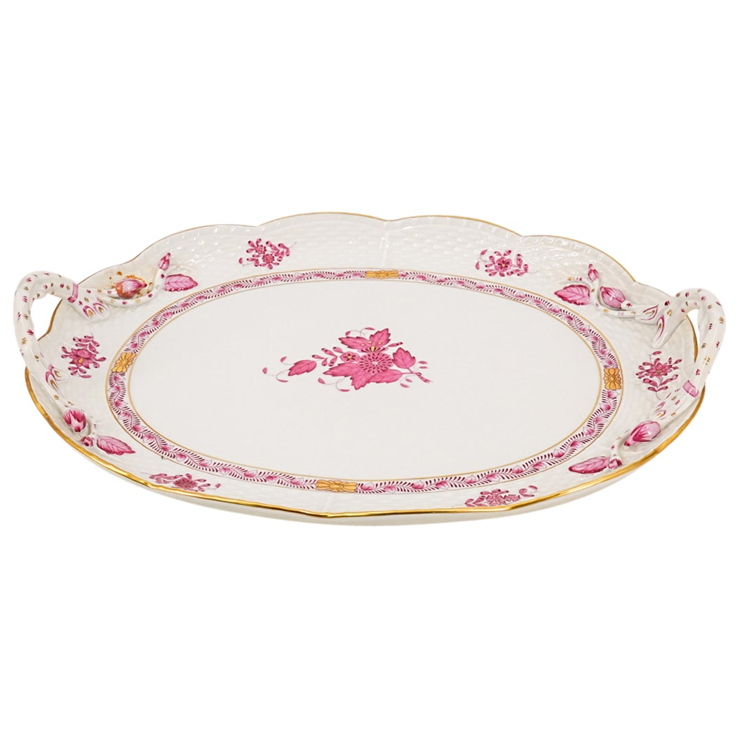 Herend Porcelain "Chinese Bouquet Raspberry" Oval Handled Tray (1 of 6)