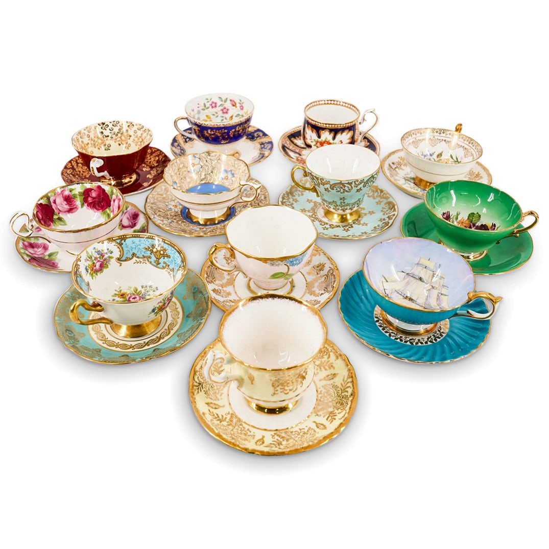 (12 Pc) Porcelain Tea Cup & Saucer Assorted Grouping Set Collection (1 of 20)