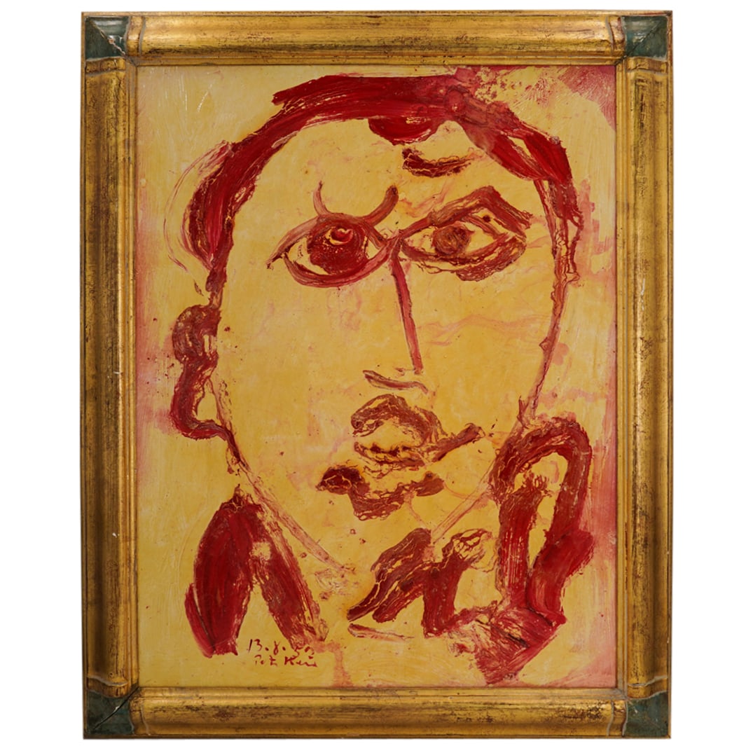 Peter Keil (German, 1942) Abstract Portrait Oil On Board Painting (1 of 8)