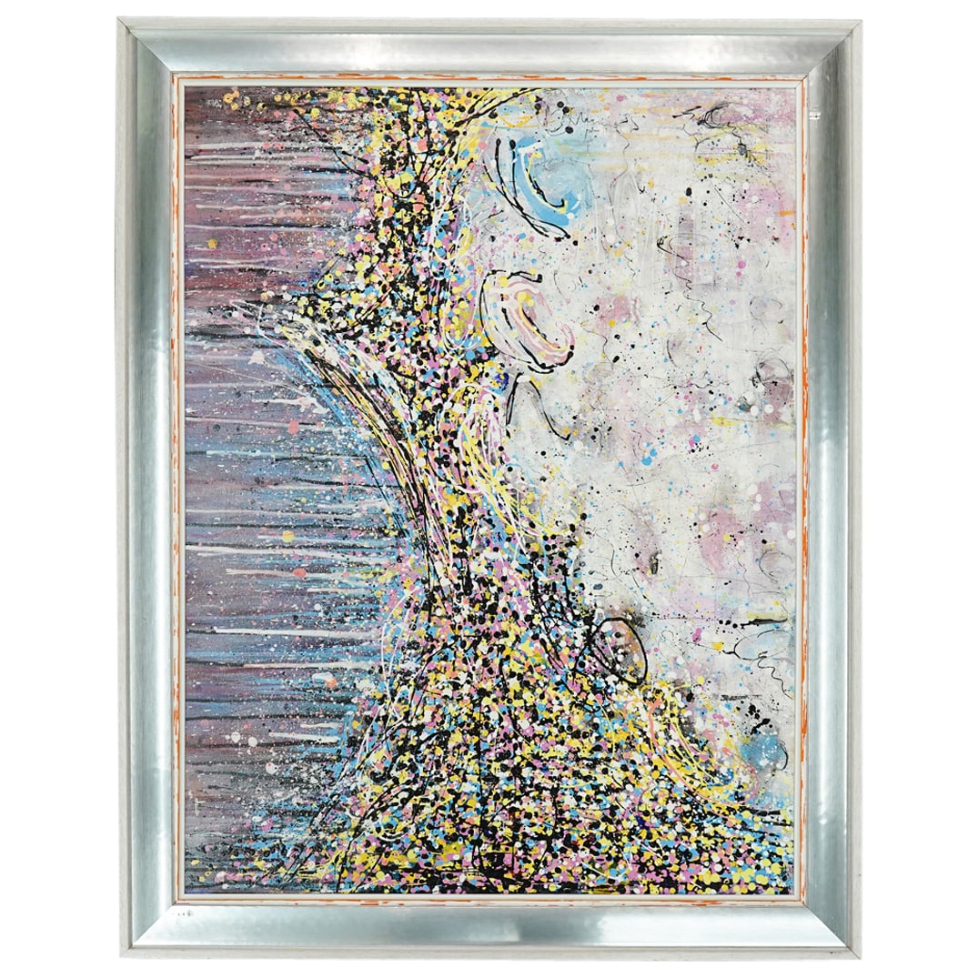 Ma?gorzata Nierobisz (British) "Escape" Acrylic On Canvas: DESCRIPTION: Abstract acrylic on canvas painting by Malgorzata Nierobisz (British, known as "Misty Lady") entitled "Escape". Signed, entitled, and dated at reverse. CIRCA: 2018 ORIGIN: British DIMENSI