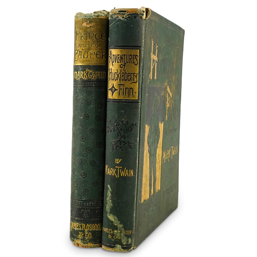 (2 Pc) Mark Twain's "The Adventures of Huckleberry Finn" 2-Volumes Books (1 of 8)