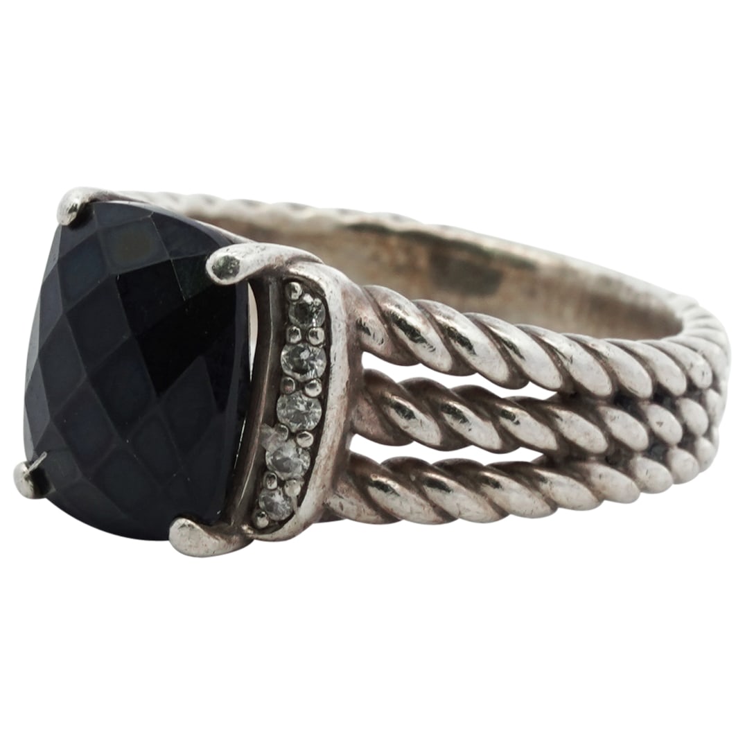 David Yurman Sterling Silver, Onyx and Diamond Ring (1 of 6)