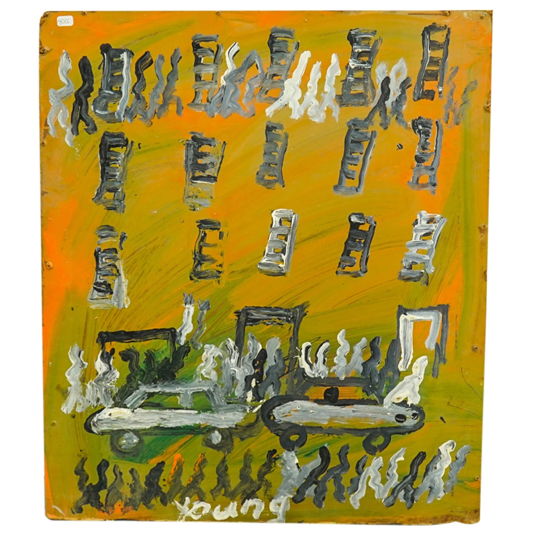 Purvis Young (1943-2010) Street Scene Acrylic On Plywood (1 of 7)