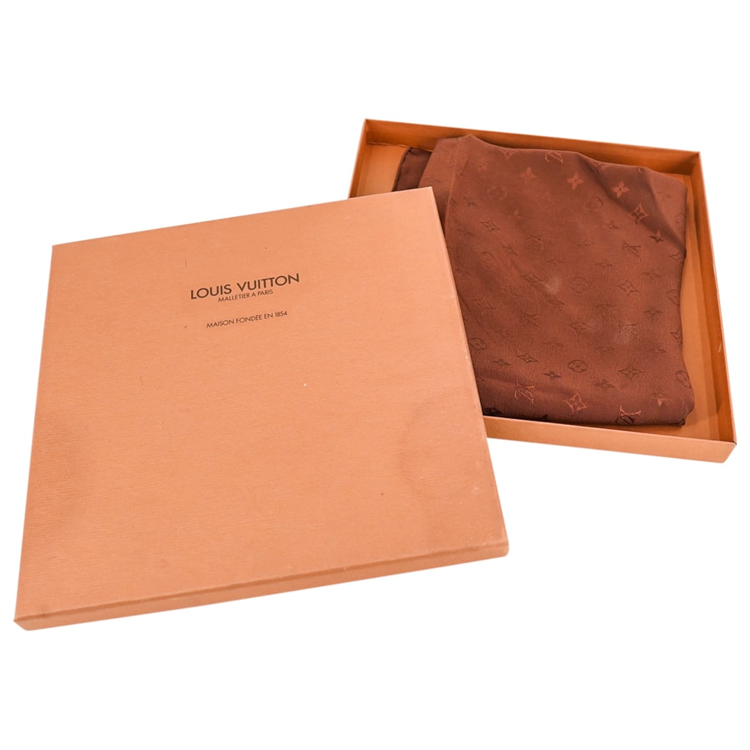 Vintage Designer Louis Vuitton Pure Silk Monogrammed Scarf (1 of 6)