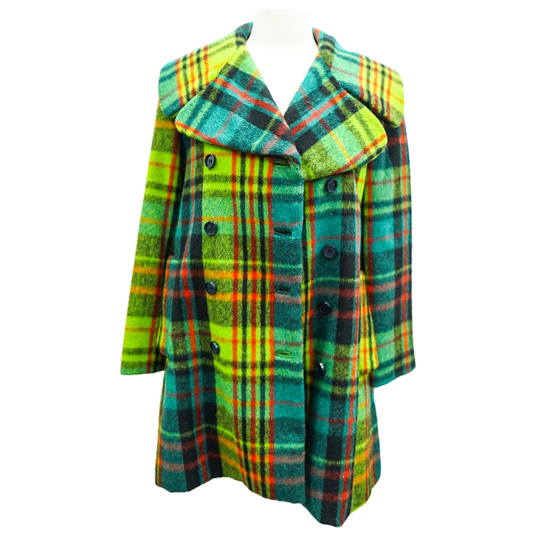 Vintage 1980s Designer Oscar De la Renta Plaid Wool Coat (1 of 11)
