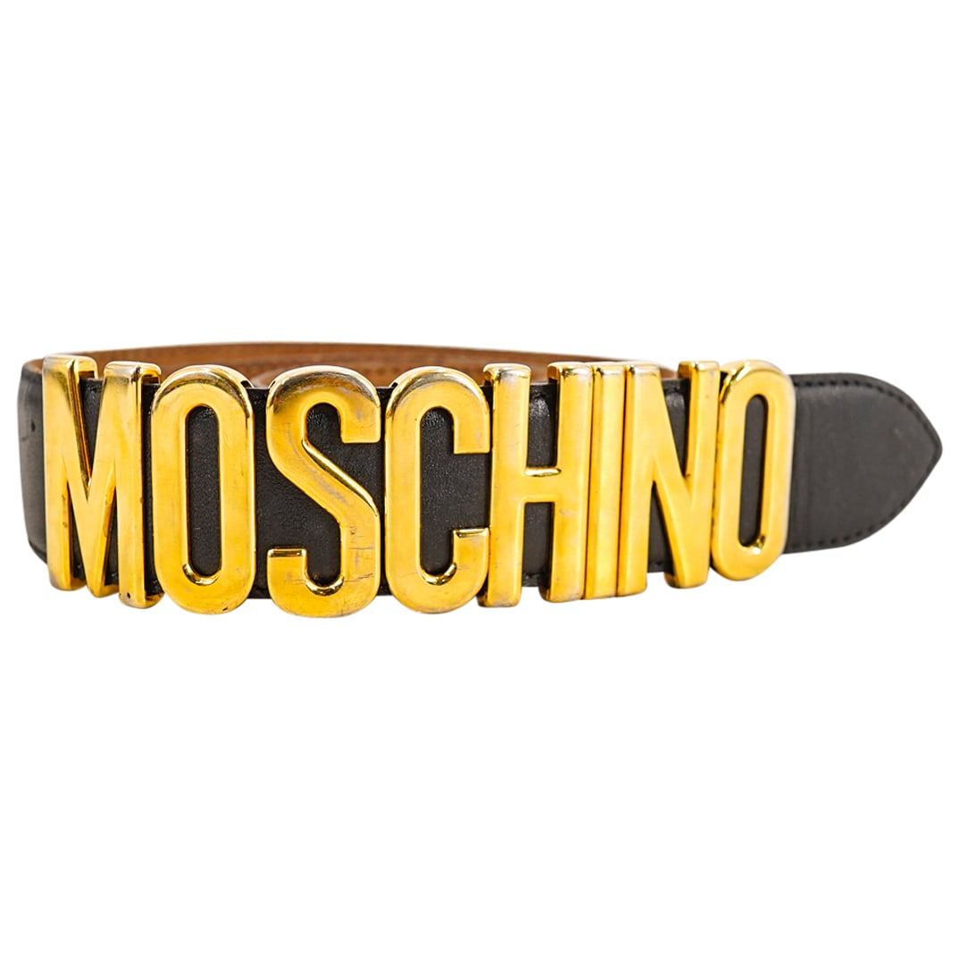 Vintage Designer Moschino Black Leather Ladies Belt (1 of 9)