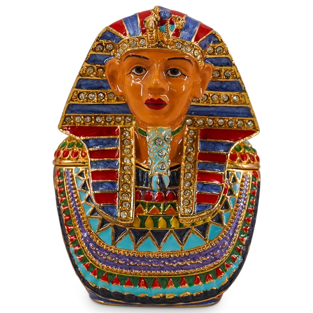 Jay Strongwater Style Pharaoh Head Bust Hinged Trinket Box (1 of 9)