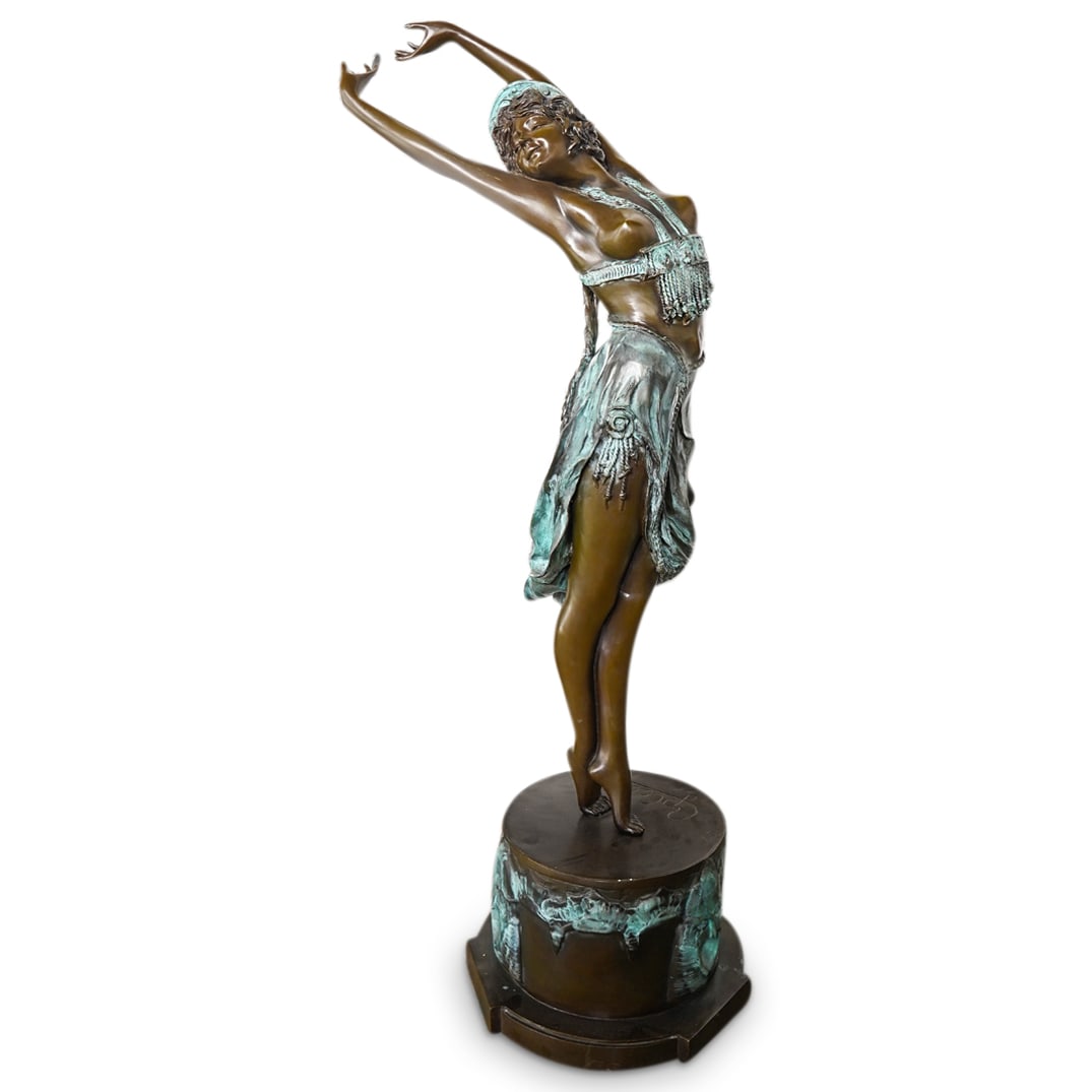 Large Art Deco Bronze Dancer, Signed C.P. Calnet (1 of 20)