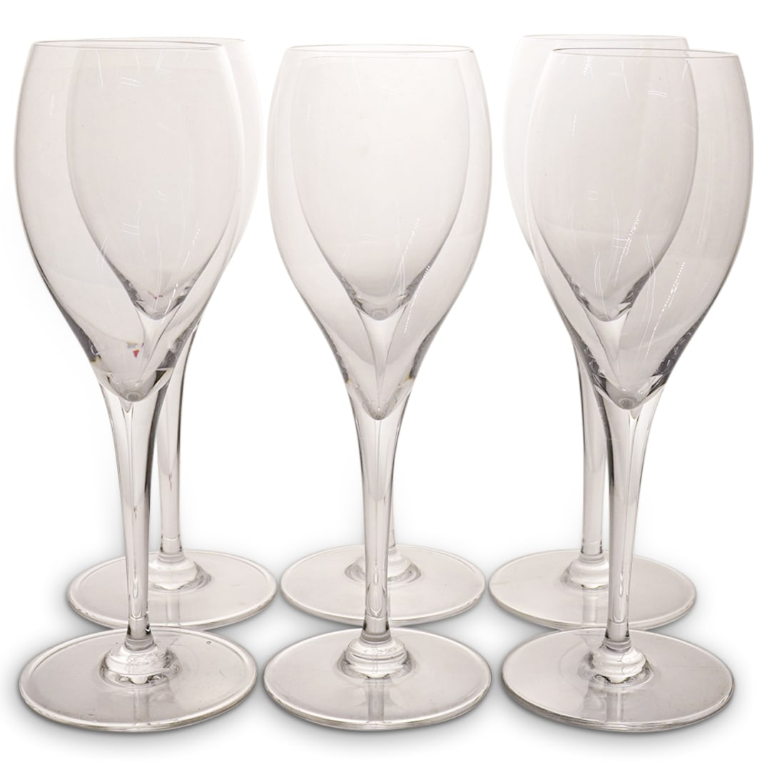 (6 Pc) Baccarat Crystal "Oenologie" White Wine Glasses: DESCRIPTION: Six Baccarat crystal white wine glasses in the "Oenologie" pattern. Each marked on underside. CIRCA: Late 20th - early 21st century ORIGIN: French DIMENSIONS: H: 7" Diameter: 2.5" CONDITI