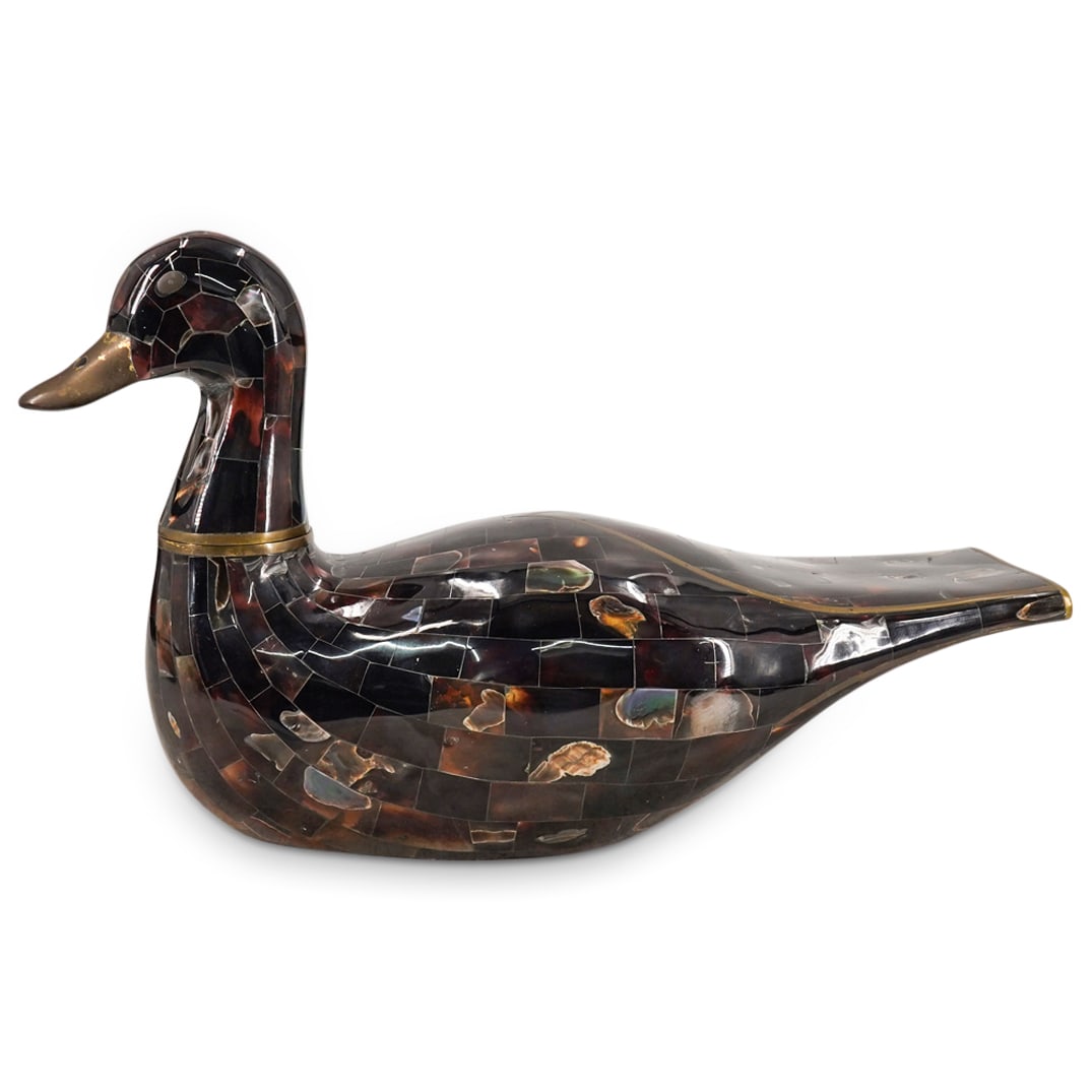 Maitland Smith Brass, Abalone & Horn Figure Of A Duck (1 of 13)