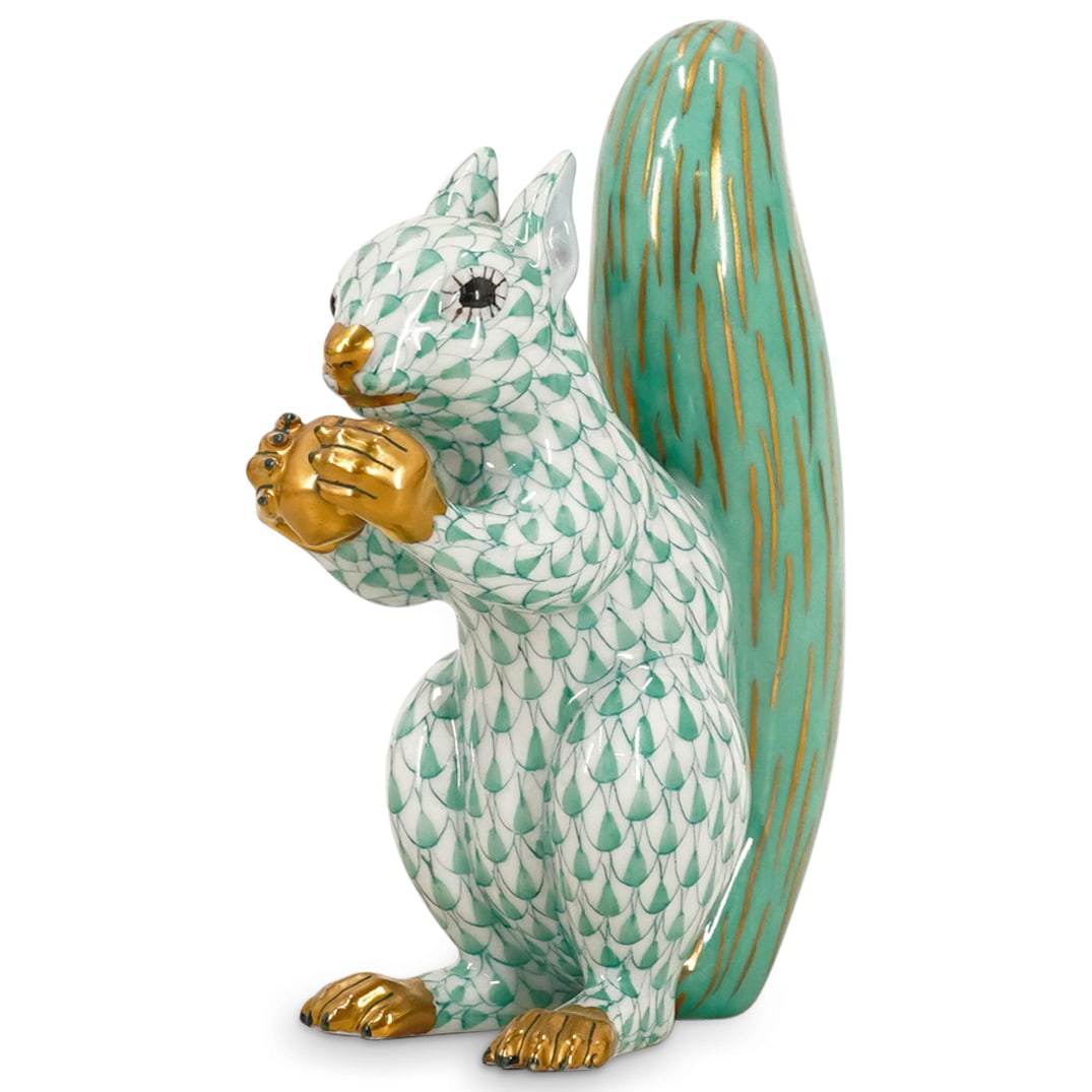 Herend Porcelain "Squirrel" Green Fishnet Figurine (1 of 4)