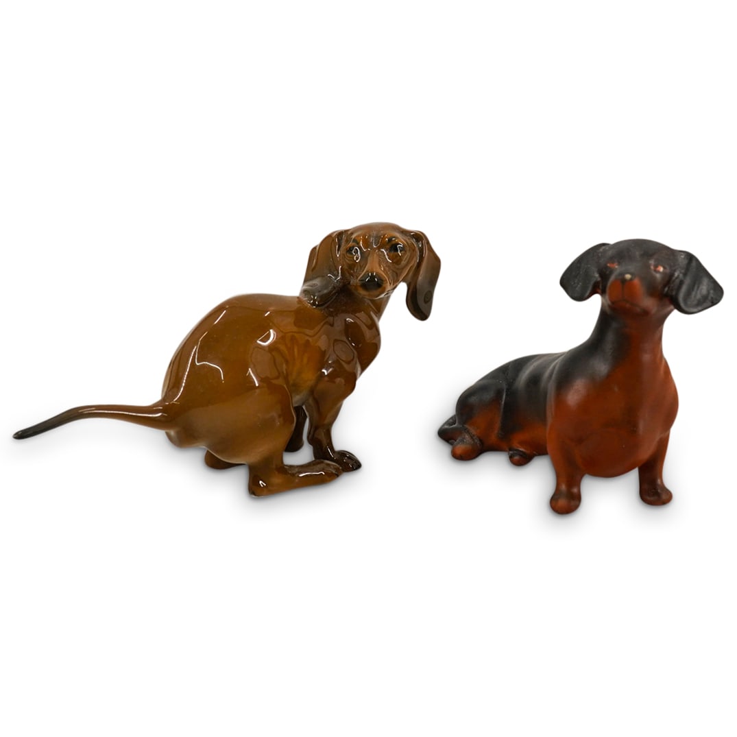 (2 Pc) Porcelain "Dachshund Dog" Figurines (1 of 15)