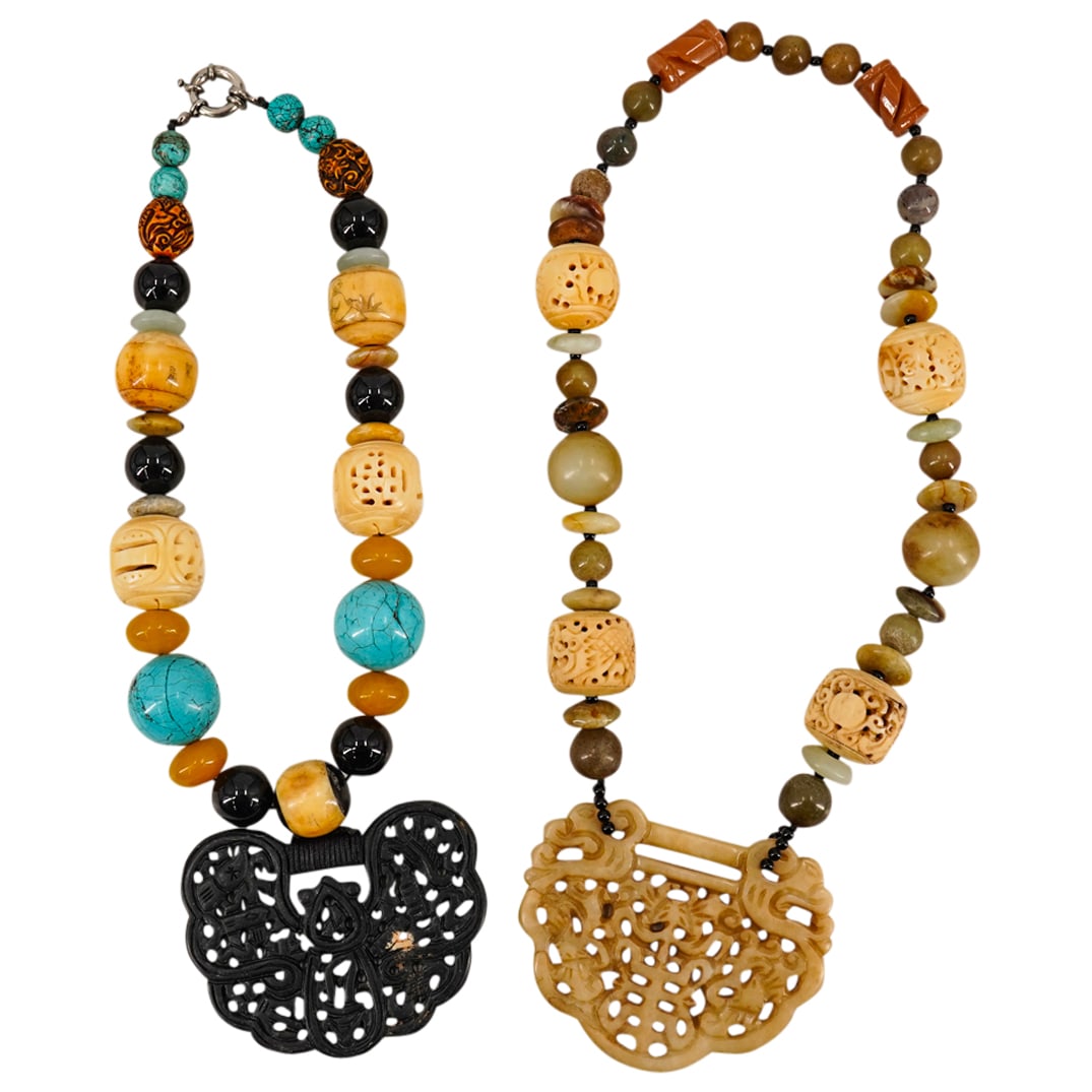 Pair Of Chinese Stone Bead Necklaces (1 of 17)