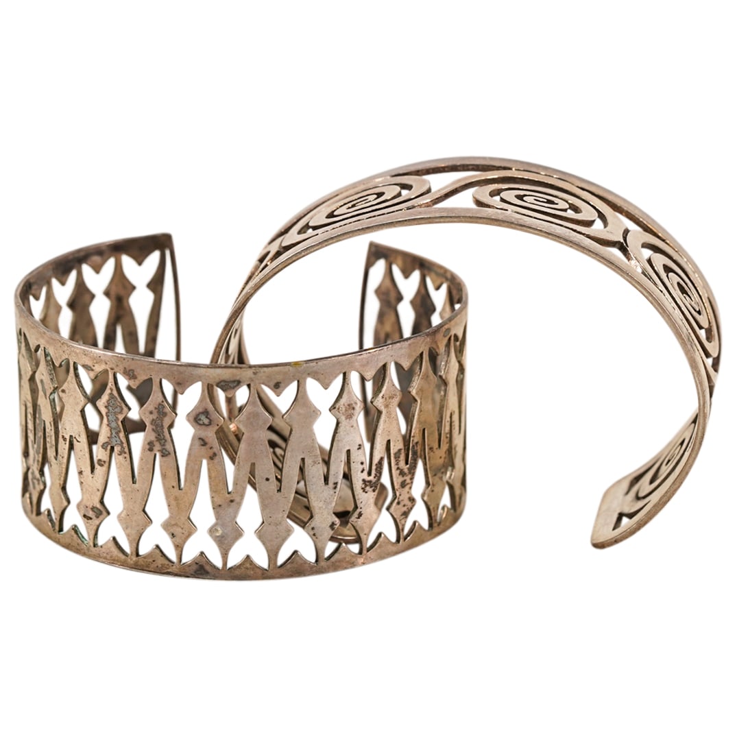 (2) Antique Silver Bracelets (1 of 9)