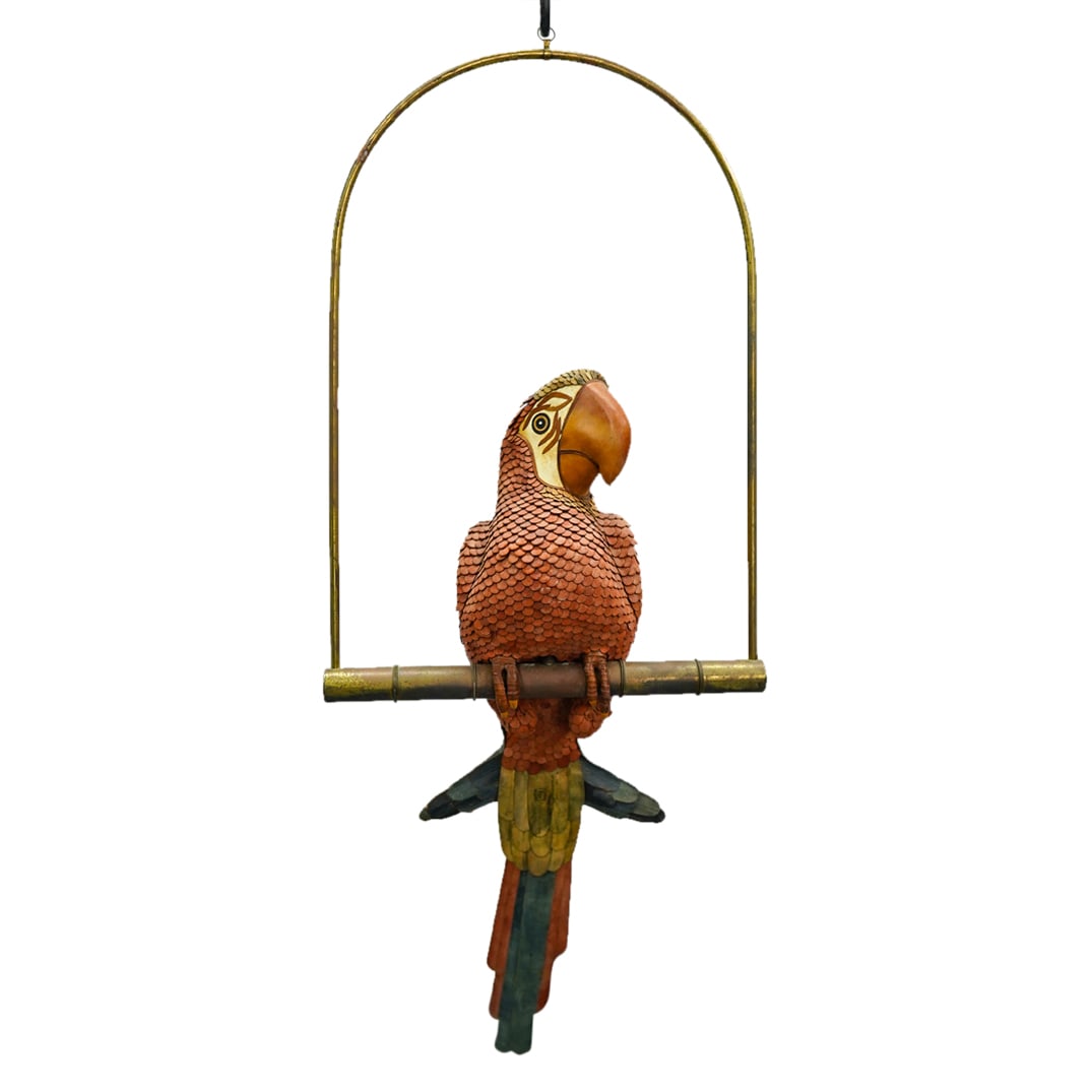 Mexican Federico Leather Hanging Folk Art Parrot (1 of 14)