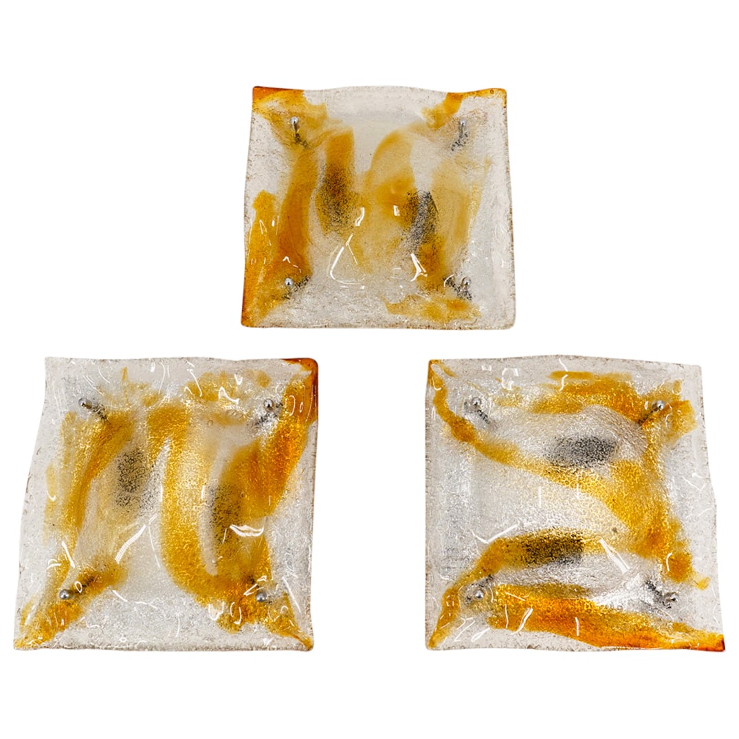 (3 Pc) Mid Century Modern Art Glass Sconces (1 of 11)