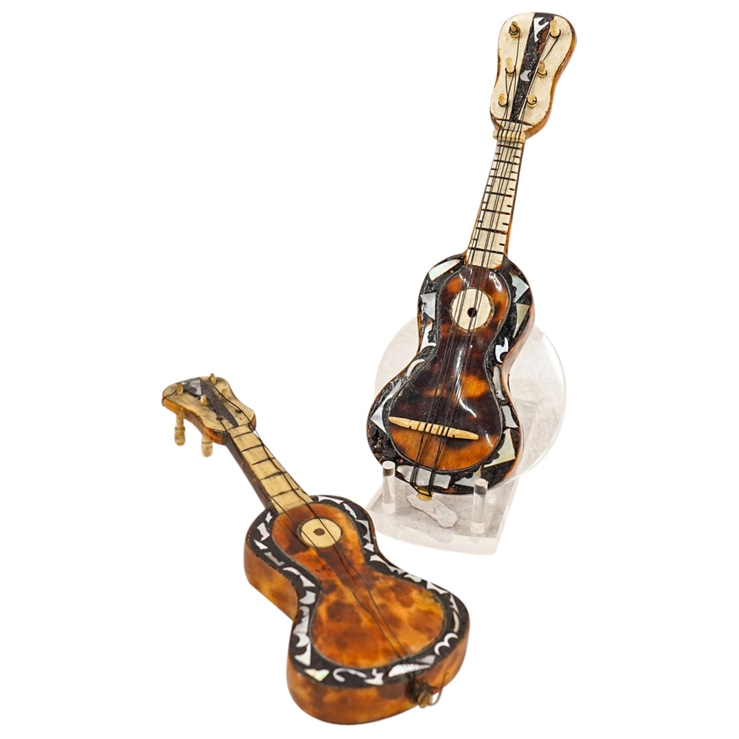 (2) Miniature Carved Shell Guitars (1 of 16)