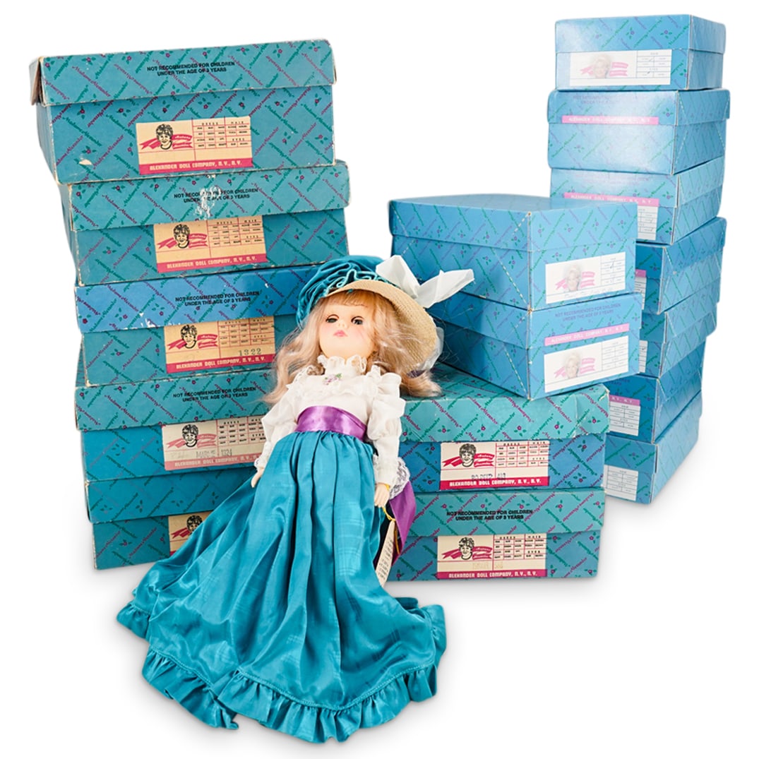 (19 Pc) Vintage Alexander Doll Company Collectible Dolls Grouping: DESCRIPTION: (19 Pc) Vintage Alexander Doll Company and Effanbee Collectible Dolls Grouping. With original packaging box. This set includes the following: (1 Pc) Madame Alexander "Beth" Doll. Model 13