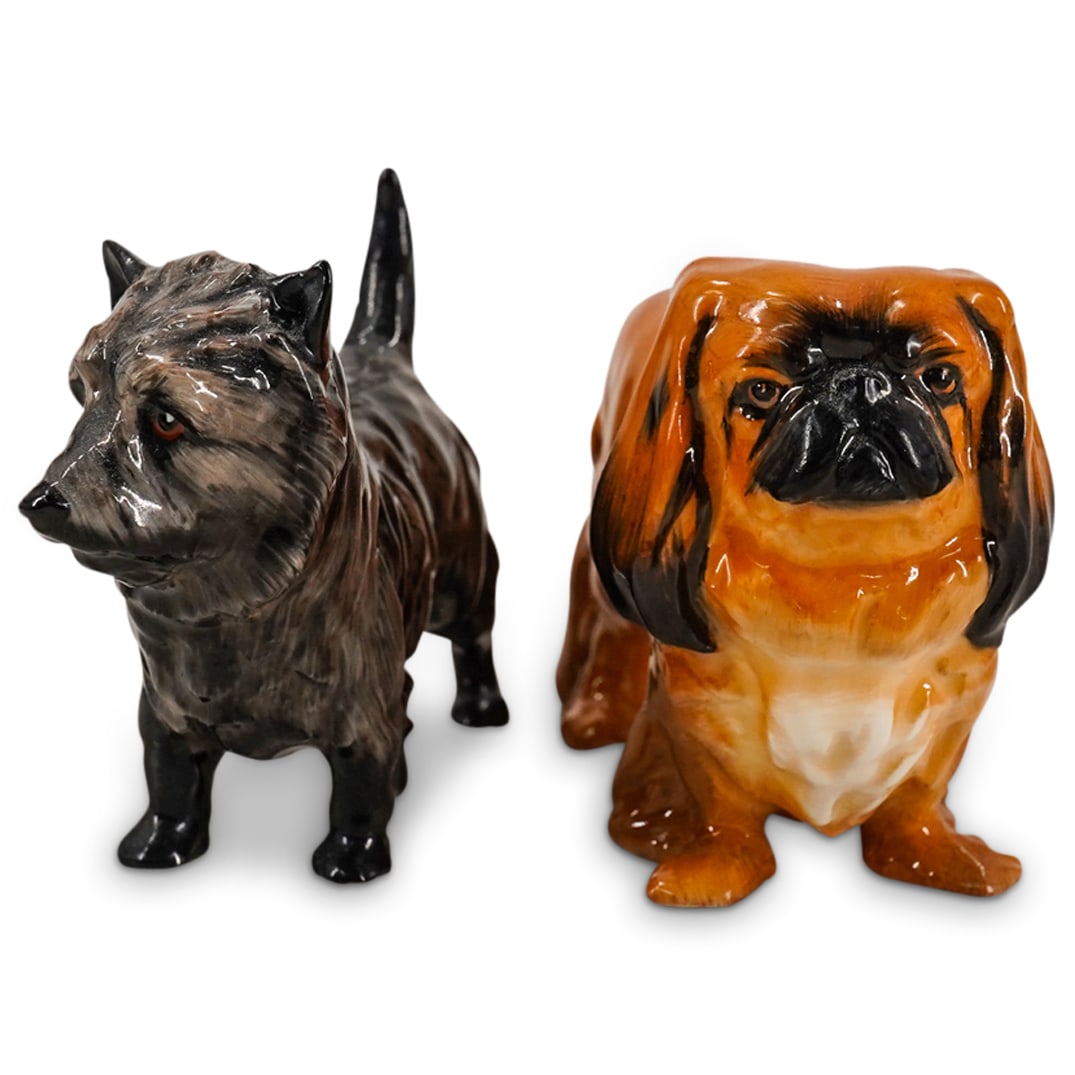(2 Pc) English Royal Doulton Porcelain Dog Figurines (1 of 16)