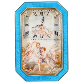 French Guilloche Enamel Desk Clock