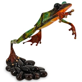 Tim Cotterill 'Frogman' Enamel Bronze "Leap Frog" Sculpture