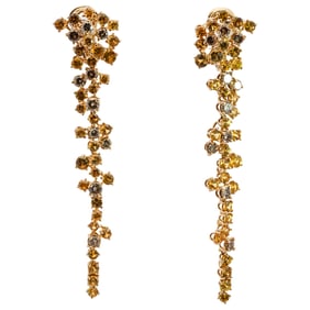 18K Gold Yellow Sapphire & Diamond Earrings