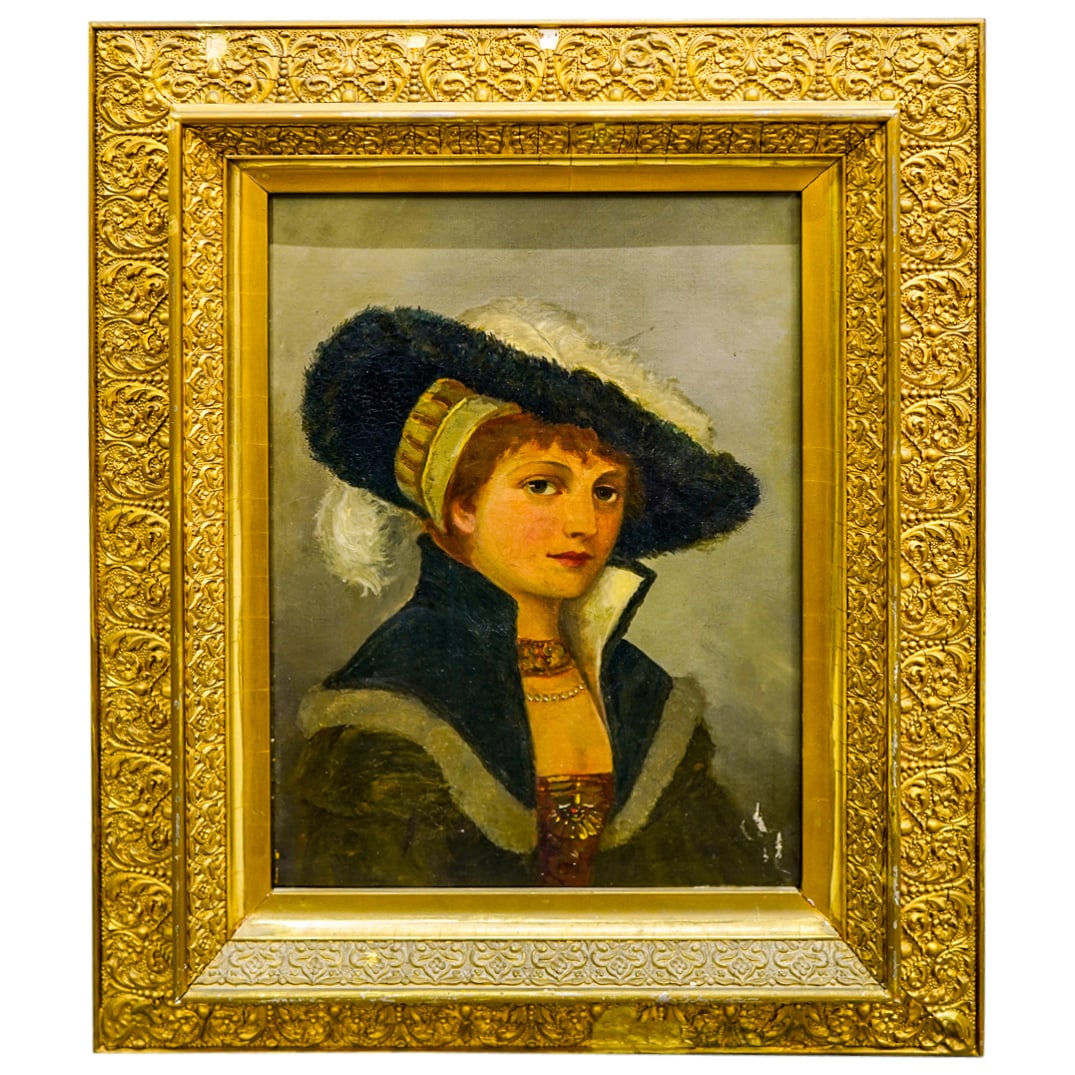 19th Cent. (American School) Oil on Canvas Portrait Painting (1 of 3)