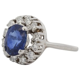 Tiffany & Co 18K White Gold Diamond Sapphire Ring