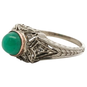 Vintage Art Deco 14K White Gold Ring