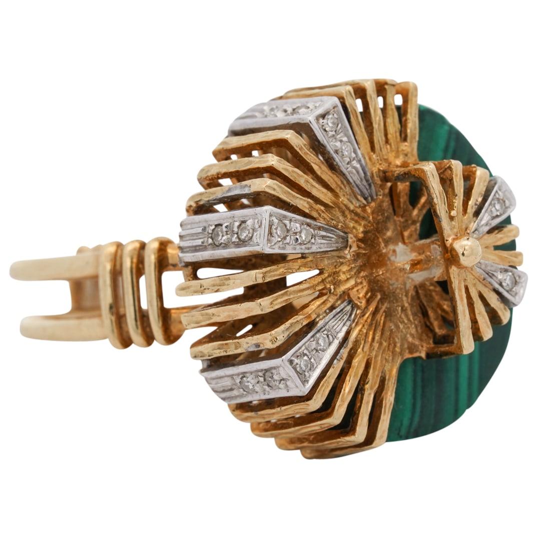 Vintage 18k Gold Diamond Malachite Ladies Ring (1 of 7)
