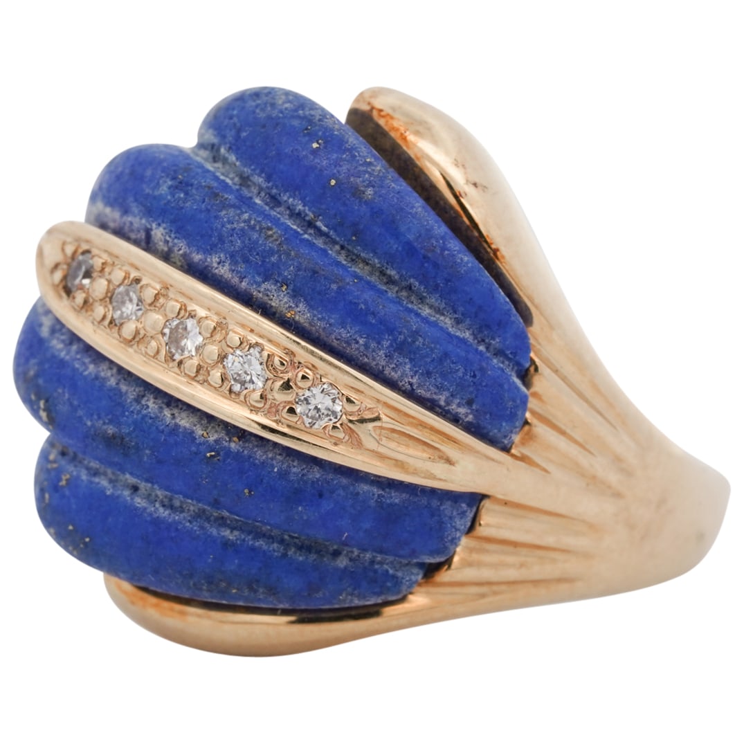 Vintage 14K gold Diamond & Lapis Cocktail ring (1 of 6)