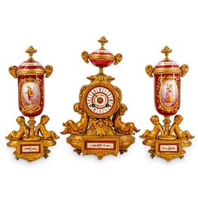 Japy Freres Garniture Set with Clock and Urns
