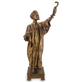 Antique European Gilt Mixed Metal Orientalist Snake Charmer