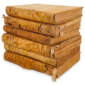 (6 Pc) 18th Century Vellum Bound Spanish Non Fiction