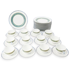 (36 Pc) Christofle Porcelain "Torsade Bleu" Dinnerware Set